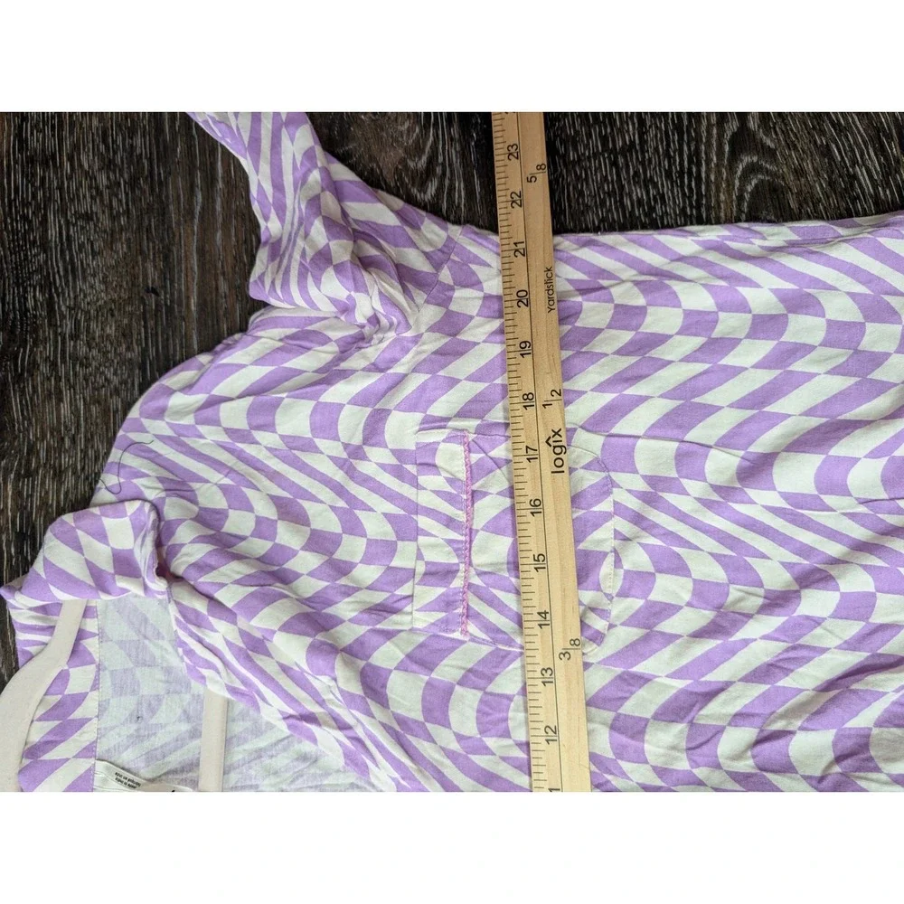 Anthropologie Purple Wavy Checkerboard Pajama Set Retro Loungewear Womens Medium